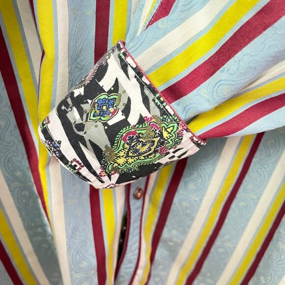 ROBERT GRAHAM striped MALLIOUHANA shirt XL teal red white blue Size XL - Picture 4 of 7